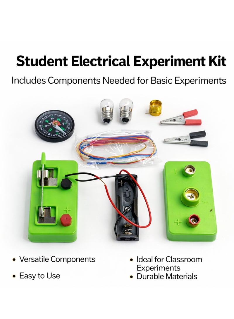 melfi طقم تجارب كهربائية للطلاب من ملفي | طقم تعلم الدوائر الكهربائية الأساسية مع مفتاح، مصباح، حاملة بطارية، أسلاك وبوصلة | طقم تعليمي علمي لمشاريع المدرسة - Image 2